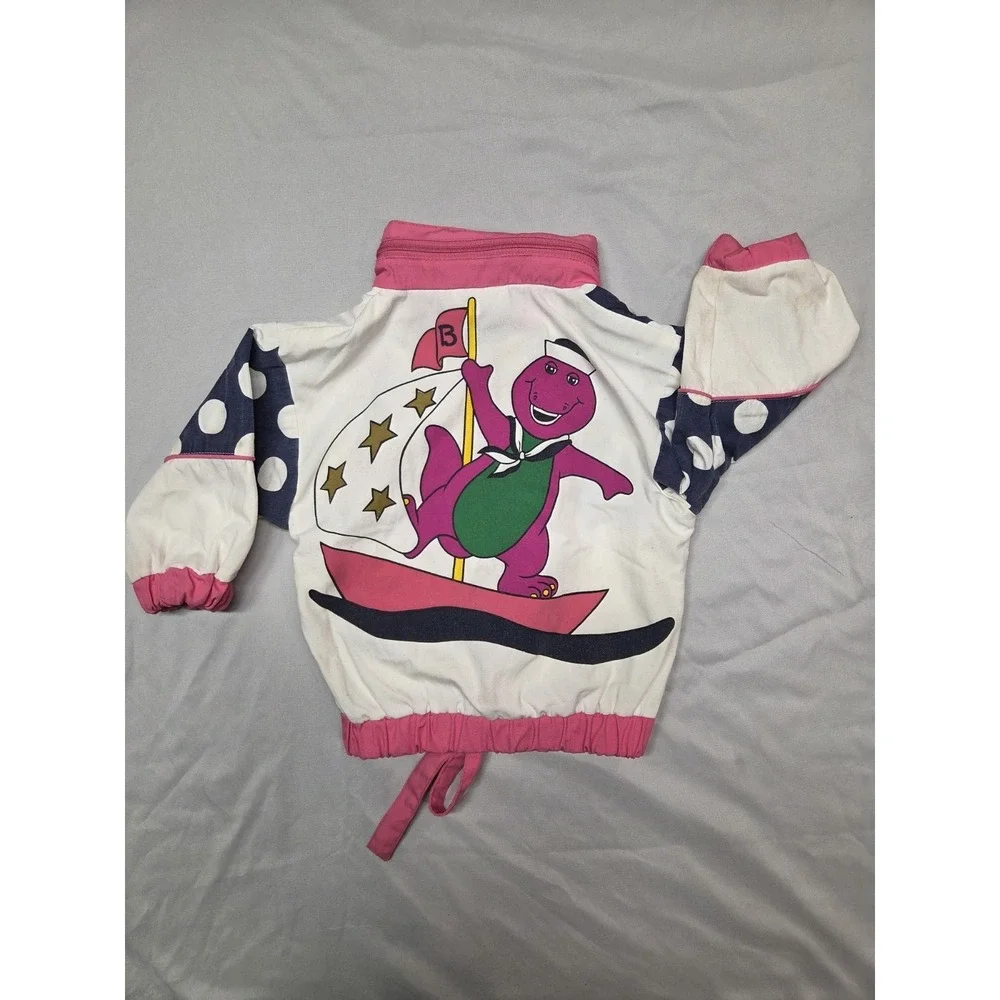 Vintage 1993 Barney the Dinosaur Track Windbreaker Jacket Size 12 Months